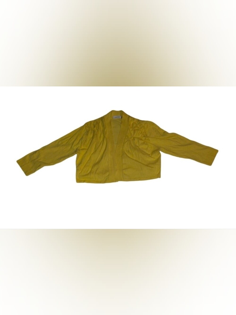 Calvin Klein Mustard Yellow Cropped Open-Front Sweater